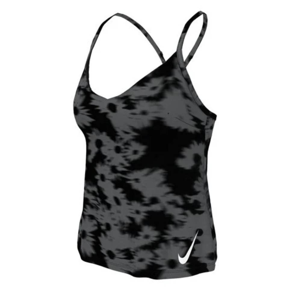 Nike Women's Black and Gray Floral Tank Top with inserted bra race back tankini